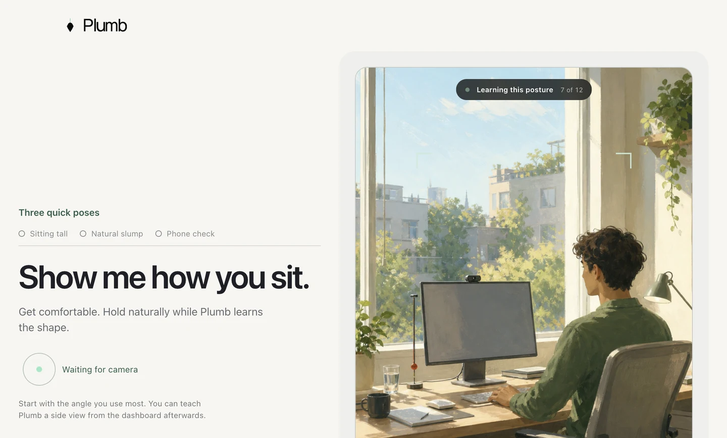 Plumb calibrating a natural upright posture on a Mac